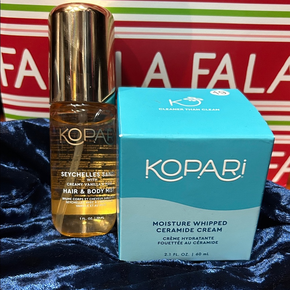 Kopari Moisture Whipped Ceramide Cream and Kopari Seychelles hair and body mist